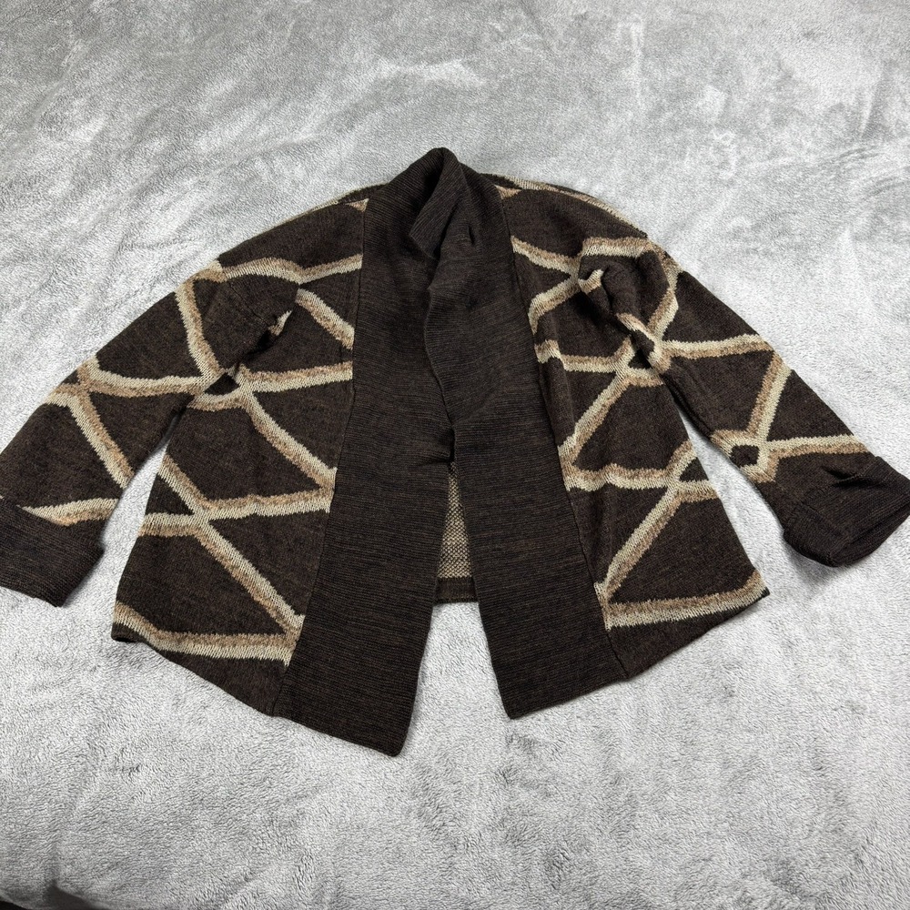 Lauren Ralph Lauren Open Cardigan Women Small Petite Linen/Cotton Aztec Cozy